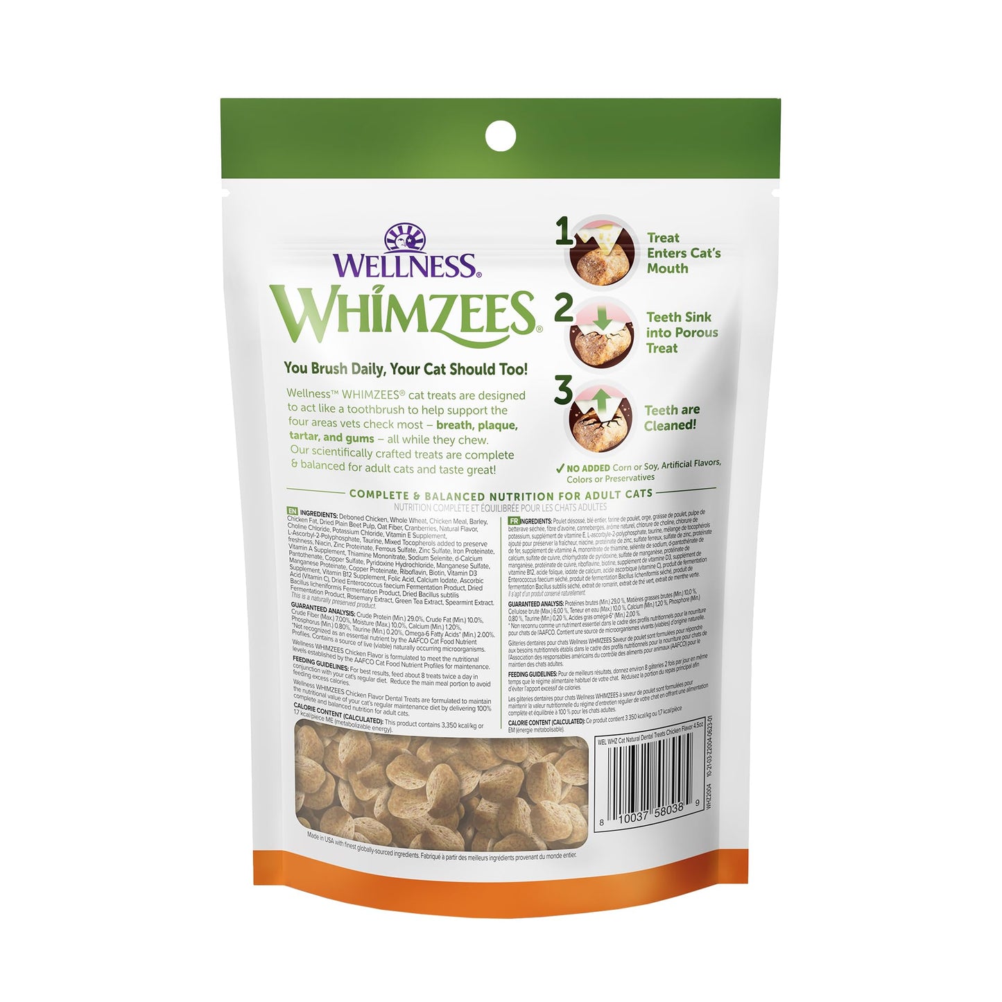 WHIMZEES Wellness Cat Dental Treats, Natural Chews, Chicken Flavor, (4.5 Ounce Bag)