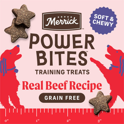 Merrick Power Bites Natural Soft And Chewy Real Meat Dog Treats, Grain Free Snack With Real Beef Recipe - 6 oz. Bag