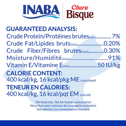 INABA Churu Bisque Lickable Treats for Cats, Creamy Purée Bisque with Vitamin E & Green Tea Extract, 1.4 Ounces per Pouch, 6 Pouches Total, Chicken with Beef Recipe