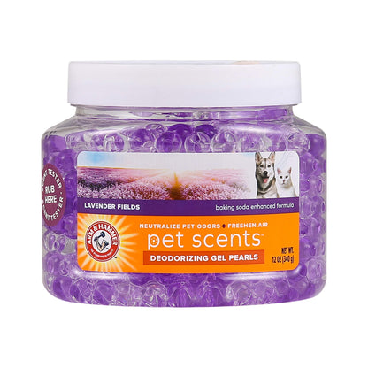 Arm & Hammer Air Freshener Gel - Pet Odor Eliminator with Baking Soda - Odor Absorbing Gel Beads for Cats & Dogs - Pet Deodorizer and Air Neutralizer for Home - Natural Freshness Lavender Fields 12 oz
