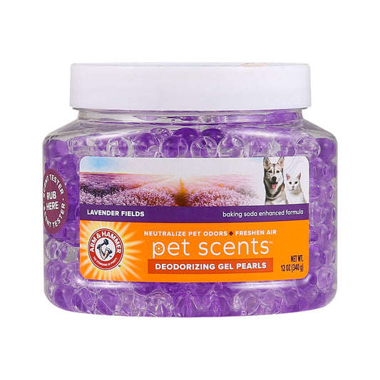 Arm & Hammer Air Freshener Gel - Pet Odor Eliminator with Baking Soda - Odor Absorbing Gel Beads for Cats & Dogs - Pet Deodorizer and Air Neutralizer for Home - Natural Freshness Lavender Fields 12 oz