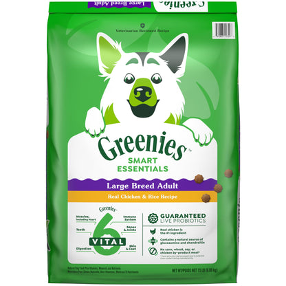 Greenies Smart Essentials Large Breed Adult High Protein Dry Dog Food Real Chicken & Rice Recipe, 15 lb. Bag