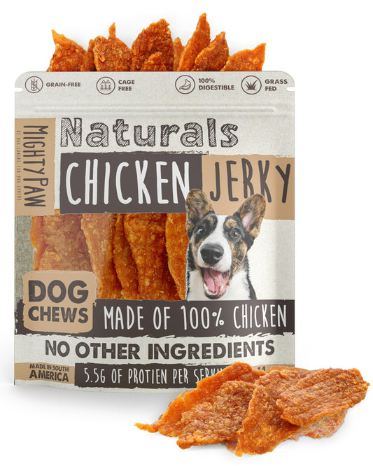 Mighty Paw Naturals Chicken Jerky Dog Treats | Chicken Jerky for Small, Medium and Large Breeds. All Natural Dog Treats. Natural Chews Treat for Large Pets, and Puppies. 14 oz