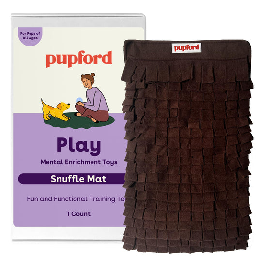 Pupford Snuffle Mat for Dogs, Mental Enrichment Puzzle Toy for Training, Anxiety Relief & Boredom Reduction (18.5” x 12.5”, Brown)