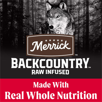 Merrick Backcountry Grain Free Dry Adult Dog Food Kibble With Freeze Dried Raw Pieces, Great Plains Red Recipe - 4.0 lb. Bag