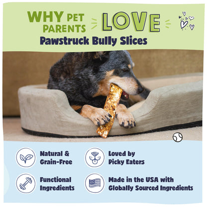 Pawstruck Bully Slices Premium Rawhide Chew Sticks, Peanut Butter Flavor - Low Fat, High Protein, Long-Lasting Treat for Dogs - No Artificial Ingredients - 1 lb Bag - Packaging May Vary