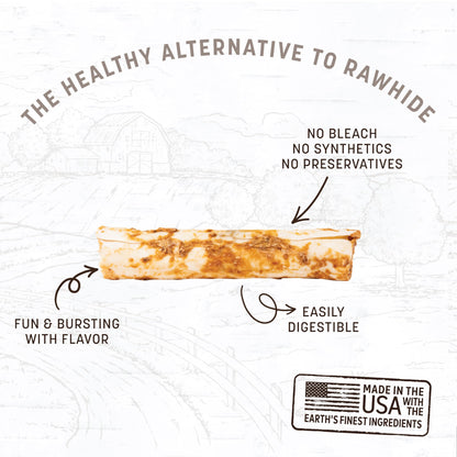 Earth Animal No Hide Medium Beef Flavored Natural Rawhide Free Dog Chews Long Lasting Chew Sticks | Treats for Large Dogs | Great for Aggressive Chewers 4.2 Oz