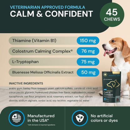 VetriScience Composure Pro Advanced - Advanced Calming Supplement for Dogs & Cats - Calming Aid Soft Chews - Chewable Calming Supplement - Advanced Calming Bite Formula - 45 Chews