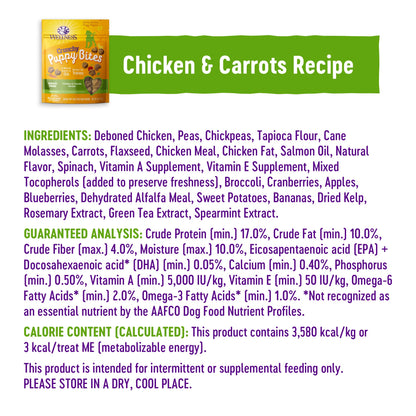 Wellness Puppy Treats, Natural, Training Treat, Grain Free, Crunchy Chicken & Carrot (6 Ounce Bag) (Pack of 2)