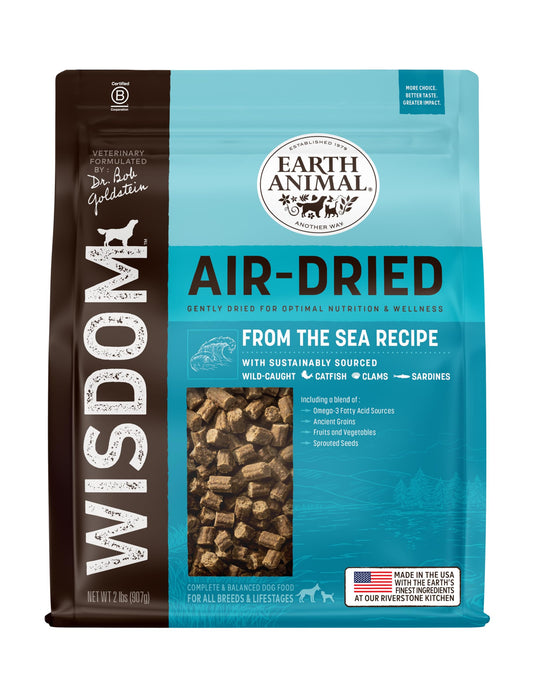 Earth Animal Wisdom Air-Dried Dog Food | From the Sea Recipe Premium Natural Dog Food | All Breeds & Ages | Made in The USA | 2 Pound Bag
