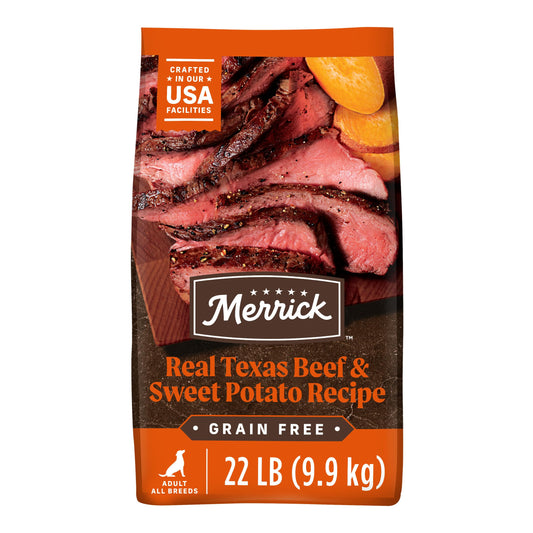 Merrick Premium Grain Free Dry Adult Dog Food, Wholesome And Natural Kibble, Real Texas Beef And Sweet Potato - 22.0 lb. Bag