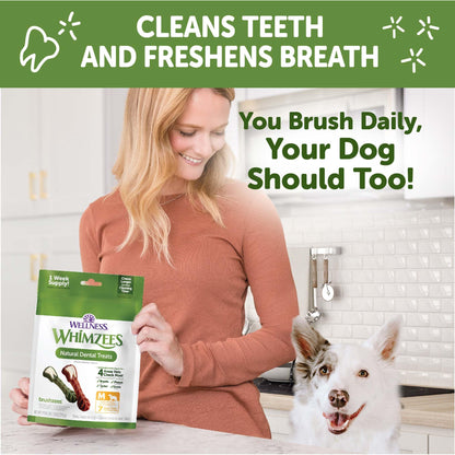 Wellness WHIMZEES Value Box Dog Dental Treats, Natural Chews, Medium Size (44 Count)