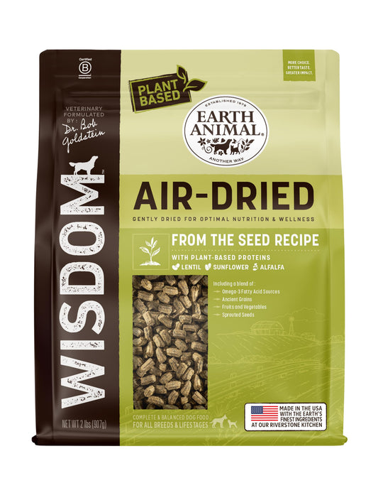 Earth Animal Wisdom Air Dried Dog Food | From The Seed Recipe Premium Natural Dog Food | Plant-Based | All Breeds & Ages | Made in The USA | 2 Pound Bag