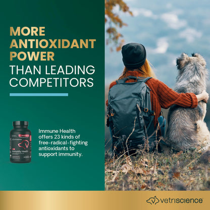VetriScience Immunity Health Easy-Open Capsules, 23 Antioxidants for Cell Advance, Immune Plus Supplement for Medium to Large Breed Dogs, Immune and Allergy Support, 120 Count