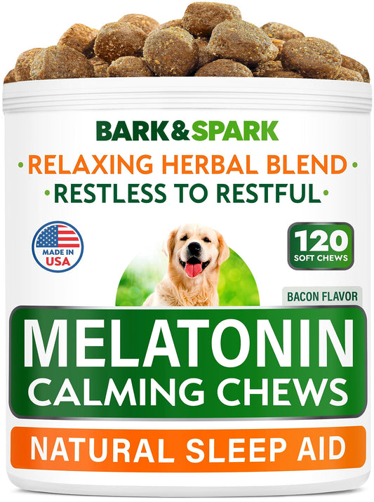 (Extra Strength) Calming Melatonin for Dogs Sleep - 6mg Dog Melatonin Chews for Small & Large Dogs, Puppy Melatonin Treats - Calming Aid for Dogs - Medium Doggie Sleeping Pills - 120 Treats
