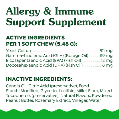 Greenies Sensitive Care Allergy & Immune Support Dog Supplement Chicken-Free Formula, Peanut Butter Flavor, 40 Count Pouch