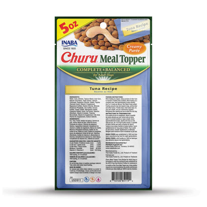 INABA Churu Meal Topper for Dogs, Complete & Balanced, Creamy, Lickable Purée Dog Food Toppers, 1.69 Ounce Tube, 18 Tubes (3 per Pack), Tuna Recipe