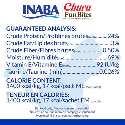 INABA Churu Fun Bites for Cats, Soft & Chewy Cat Treats with Taurine, 0.42 Ounces Each Tetra, 18 Tetras (3 per Bag), Tuna Recipe