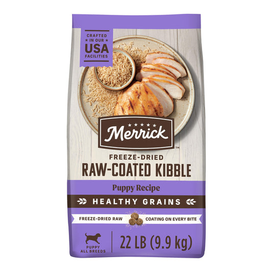 Merrick Healthy Grains Freeze Dried Raw Coated Kibble, Natural High Protein Puppy Food, Chicken and Brown Rice - 22.0 lb. Bag