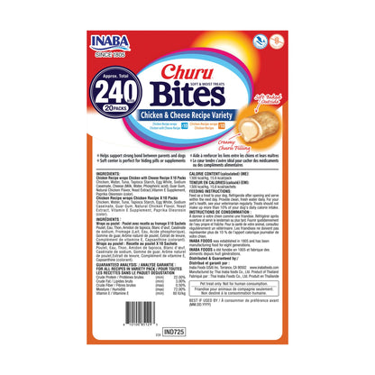 INABA Churu Bites for Dogs, Soft & Chewy Dog Treats with Vitamin E, 0.42 Ounces Each Tube, 20 Tubes, Chicken & Cheese Variety Box