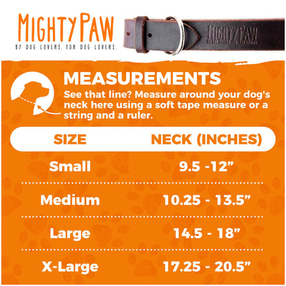 Mighty Paw Leather Dog Collar - Genuine Distressed Leather - Strong Metal Buckle - Ultimate Comfort - Modern Style for All Dogs Breeds - Comfort Puppy Collar - (Small - Brown)