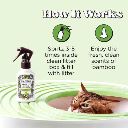 Poo-Pourri Purrfectly Bamboo 3.4oz Cat & Home Deodorizer Spray – Cat & Dog Odor Remover – Plant Based Ingredients – Vet Recommended – Great for Air, Carpet, Litter Box, Pee, Urine & Strong Pet Odors