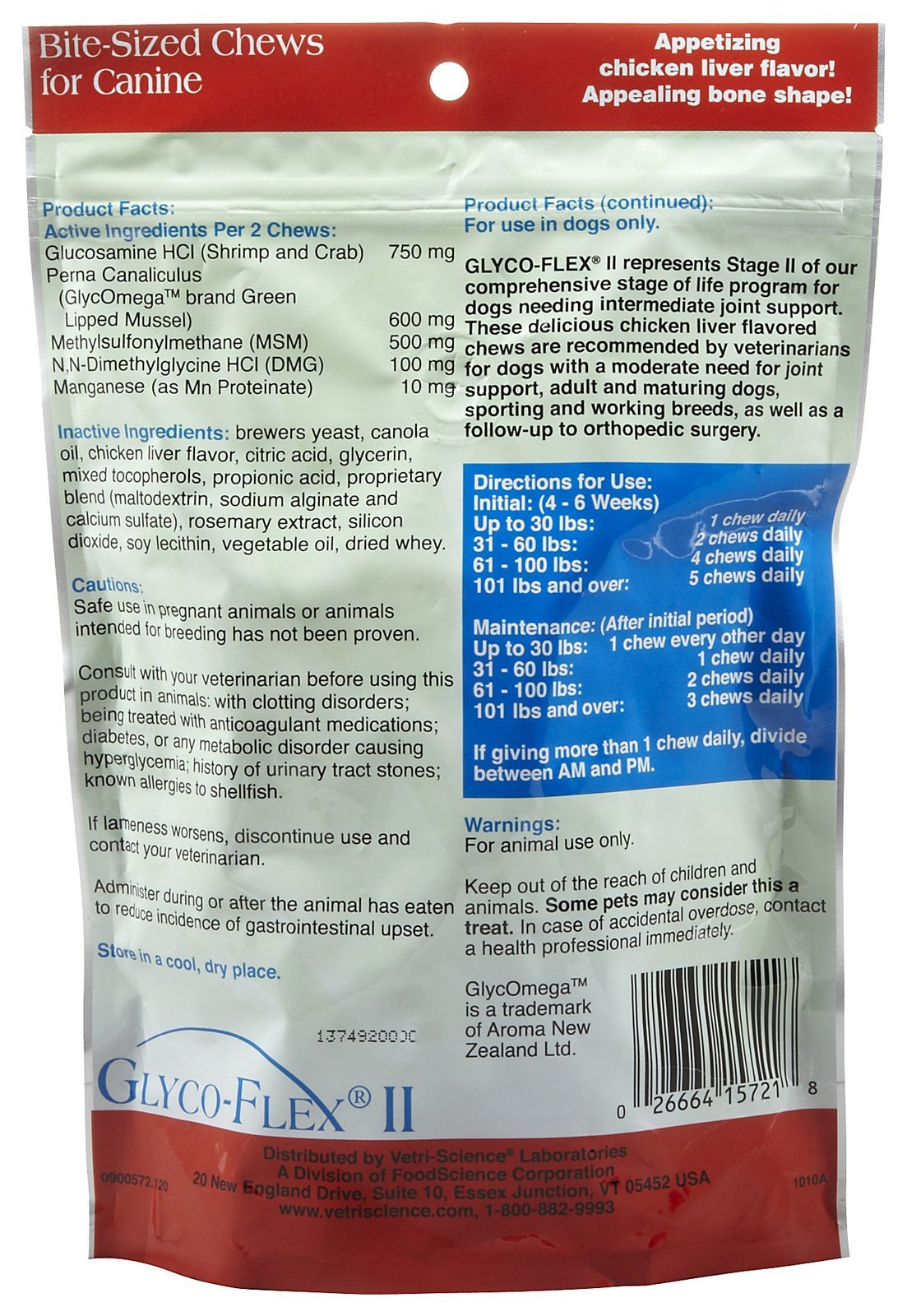 VetriScience Healthy Hip & Joint Glucosamine Supplements for Dogs, with MSM & Green-Lipped Mussels for Dogs, Soft Chews, Chicken, 120 Count - New Look