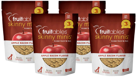 Fruitables Skinny Mini Dog Treats Healthy Apple Bacon Flavored Dog Snacks Low Calorie Training Treats Wheat, Corn & Soy Free 5 Ounces (Pack of 4)