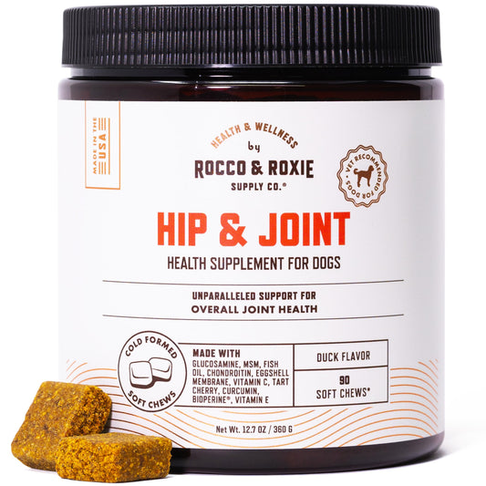 Rocco & Roxie Joint Supplement for Dogs, Glucosamine Hip and Joint Chews, Dog Joint Supplement Large & Small Breed, Senior Dog Vitamins to Support Mobility, Chondroitin, MSM, Health Supplies 90 ct