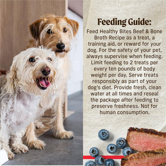 Merrick Healthy Bites Grain Free Dog Treats, Soft Treats with Bone Broth for Dogs, Beef and Bone Broth Recipe - 6 oz. Pouch