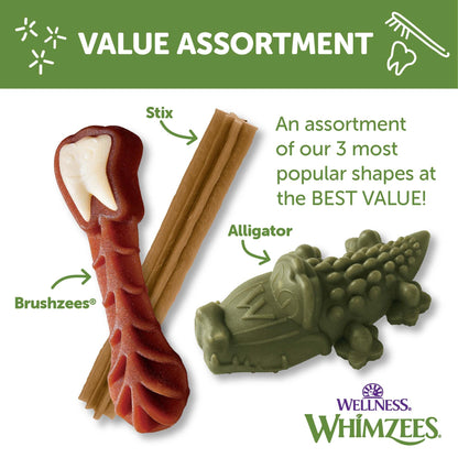 Whimzees Wellness Variety Pack Dog Dental Treats, Natural Chews, Medium Size, (28 Count)