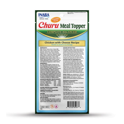 INABA Churu Meal Topper for Dogs, Complete & Balance, Creamy, Lickable Purée Dog Food Topper, 0.5 Ounce Tube, 24 Tubes (4 per Pack), Chicken with Cheese Recipe