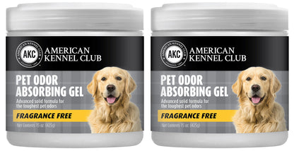 AMERICAN KENNEL CLUB SMELLS BEGONE Pet Odor Absorber Gel - Air Freshener & Odor Eliminator - Fragrance Free - 15 Ounce - 2 Pack