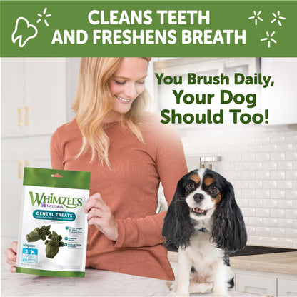 Wellness WHIMZEES Alligator Dog Dental Treats, Natural Chews, Small Size, (24 Count)