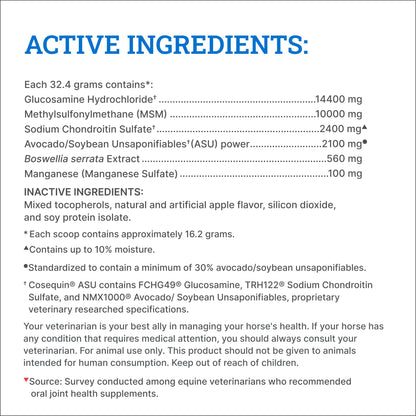 Nutramax Cosequin ASU Joint Health Supplement for Horses - Powder with Glucosamine, Chondroitin, ASU, and MSM, 500 Grams