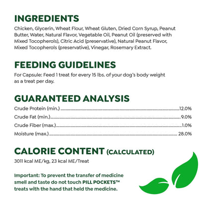 Greenies Pill Pockets for Dogs Large Size, Soft Dog Treats, with Real Peanut Butter, 15.8 oz. Pouch (60 Treats)