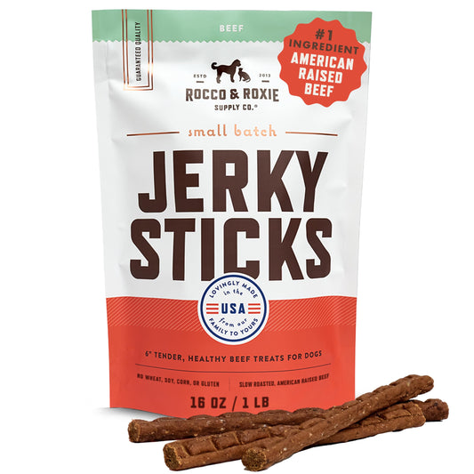 Rocco & Roxie Soft Dog Treats - Beef Jerky Sticks for Senior Dogs & Puppies - Best Training Treats for Small, Medium & Large Breeds - 1lb