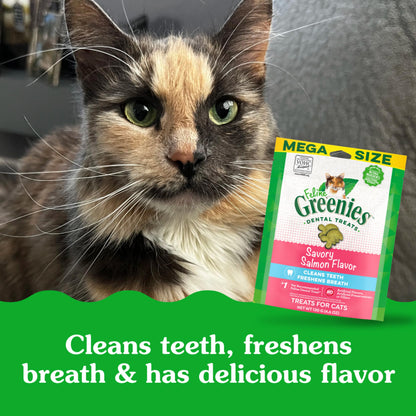 FELINE GREENIES Dental Treats, Salmon Flavor, Mega size 4.6 oz
