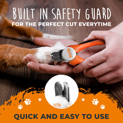 Mighty Paw Dog Nail Clippers - Dog Claw Clippers - Pet Claw Trimming and Grooming Set - Built-in Safety Guard - Sharp Stainless Steel Blade - Ergonomic Handle - Nail Trimmer - Paw Trimmer (Orange)