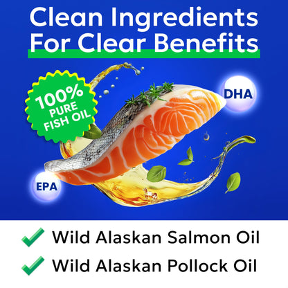 BARK&SPARK Omega 3 Fish Oil for Dogs & Cats - w/Wild Alaskan Salmon Oil for Dogs, Fish Oil Liquid Supplement for Pets, EPA+DHA Fatty Acids, Skin&Coat Support 32 Oz