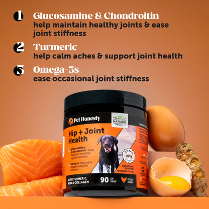 Hip & Joint Health - Glucosamine for Dogs Soft Chews, Joint Supplement for Dogs with Glucosamine Chondroitin, MSM, Turmeric, Anti Inflammatory, Support + Mobility (Chicken 90ct)
