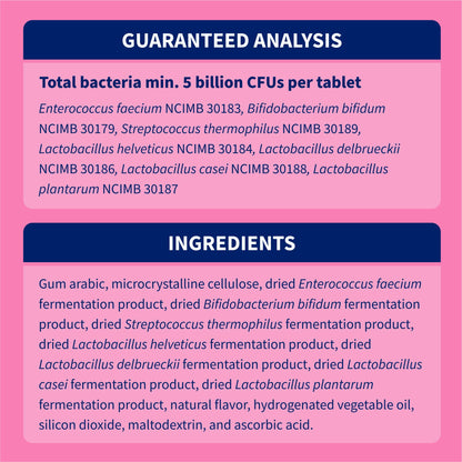 Nutramax Proviable Probiotics for Dogs, Daily Digestive Health Supplement with Multiple Strains of Bacteria, Dog Probiotics Plus Prebiotics, 60 Chewable Tablets