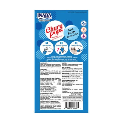 INABA Churu Pops, Grain-Free, Soft, Moist and Chewy Jelly Cat Treats with Vitamin E, 0.54 Ounces Each, 24 Tubes (4 per Pack), Tuna Recipe