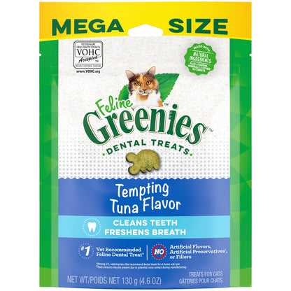 Greenies Feline Adult Dental Cat Treats, Tempting Tuna Flavor, 4.6 oz. Pack