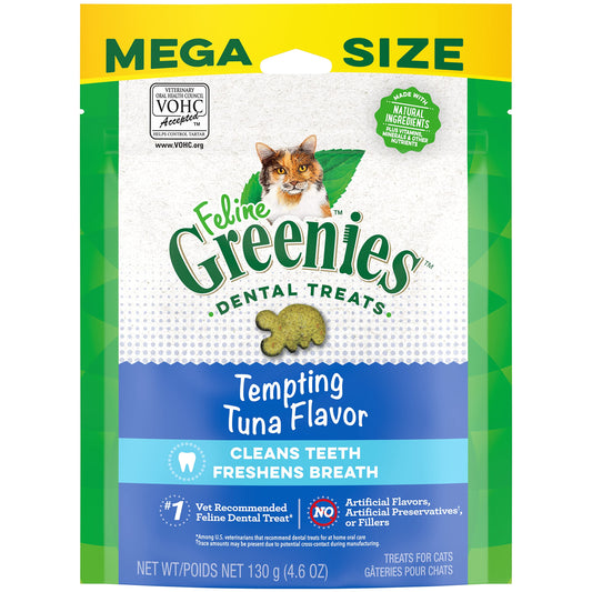 Greenies Feline Adult Dental Cat Treats, Tempting Tuna Flavor, 4.6 oz. Pack