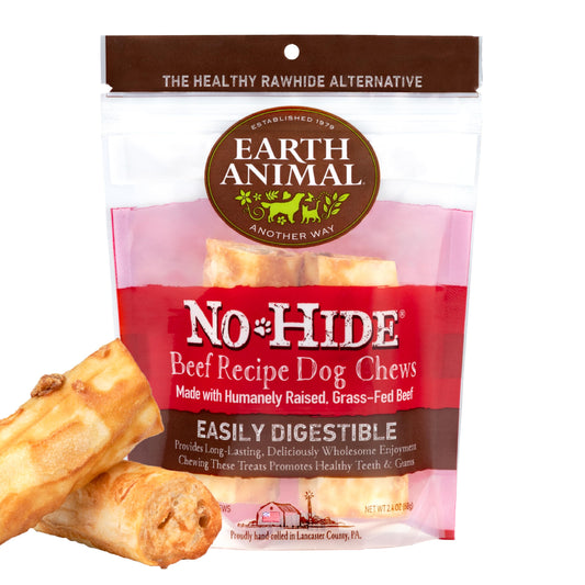 Earth Animal No Hide Small Long Lasting Dog Chew Rolls, Beef, 2.4 Oz
