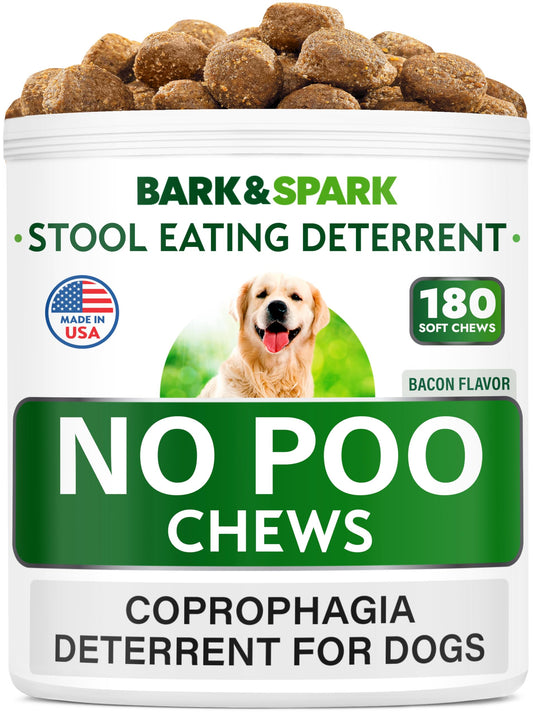 NO Poo Treats - Prevent Dog Poop Eating - Coprophagia Treatment - Stool Eating Deterrent - Probiotics & Enzymes - Digestive Health + Breath Aid - Made in USA - 180 Chews