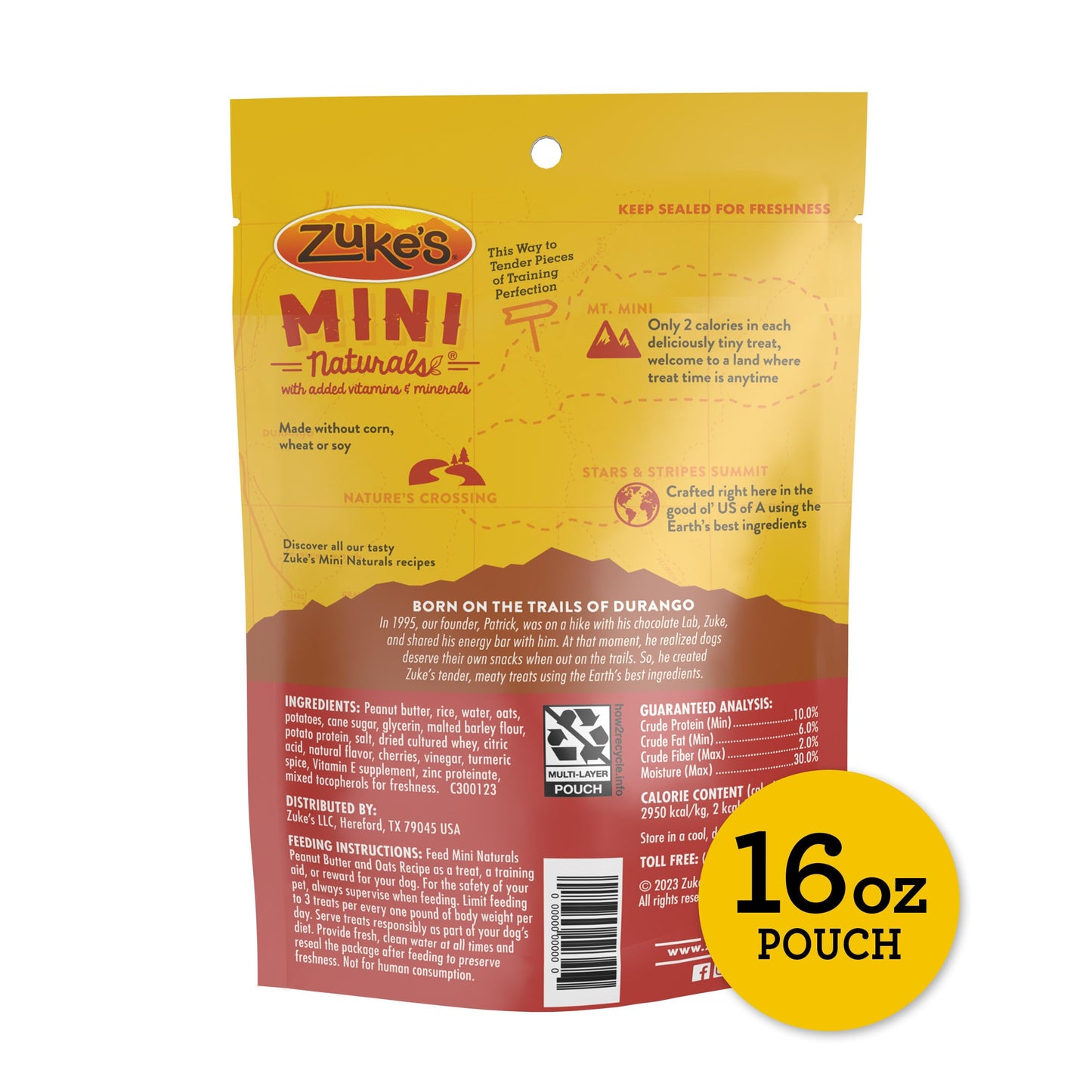 Zuke’s Mini Naturals Dog Training Treats for Dogs of All the Sizes, Pet Treats made with Real Peanut Butter, 16 oz. Resealable Pouch - 16 oz. Bag