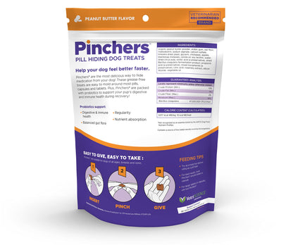 VETRISCIENCE Extra Large Pinchers Pill Hiders Chews, Non-Greasy Pill Wrap with Probiotics for Dogs, Disguise Pills, Capsules and Tablets, Soft and Chewy, Gut and Immune Health, Peanut Butter, 2 Pack
