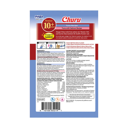 INABA Churu for Senior 10+, Creamy Lickable Cat Treats with Taurine, Vitamin E & C, 0.5 Ounces Each, 20 Tubes, Tuna Variety